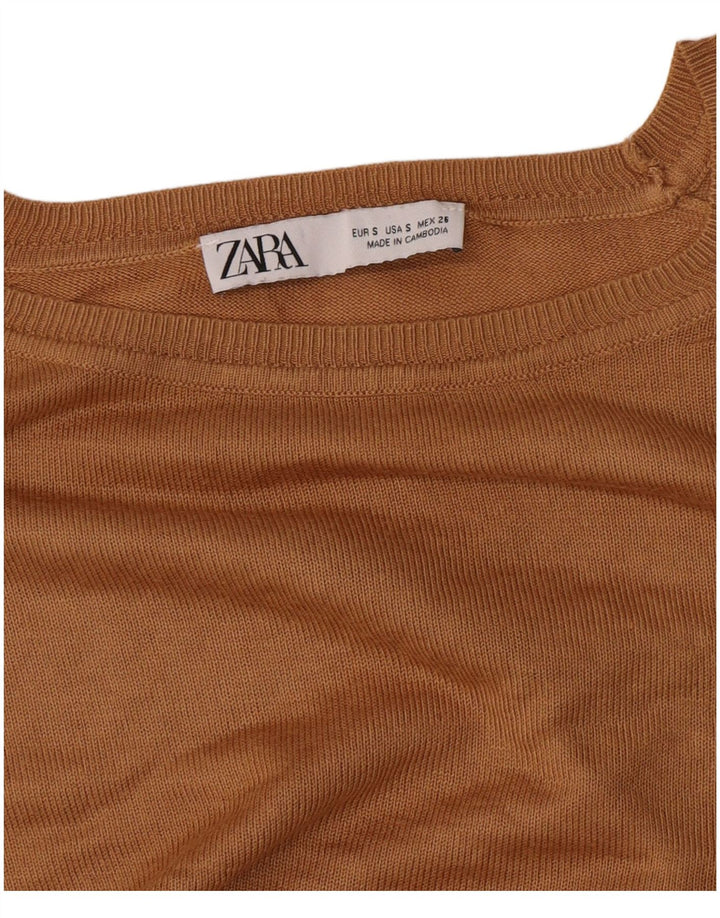 Zara Damen-Pullover, übergroß, U-Boot-Ausschnitt, Gr. 10, Größe S, Braun
