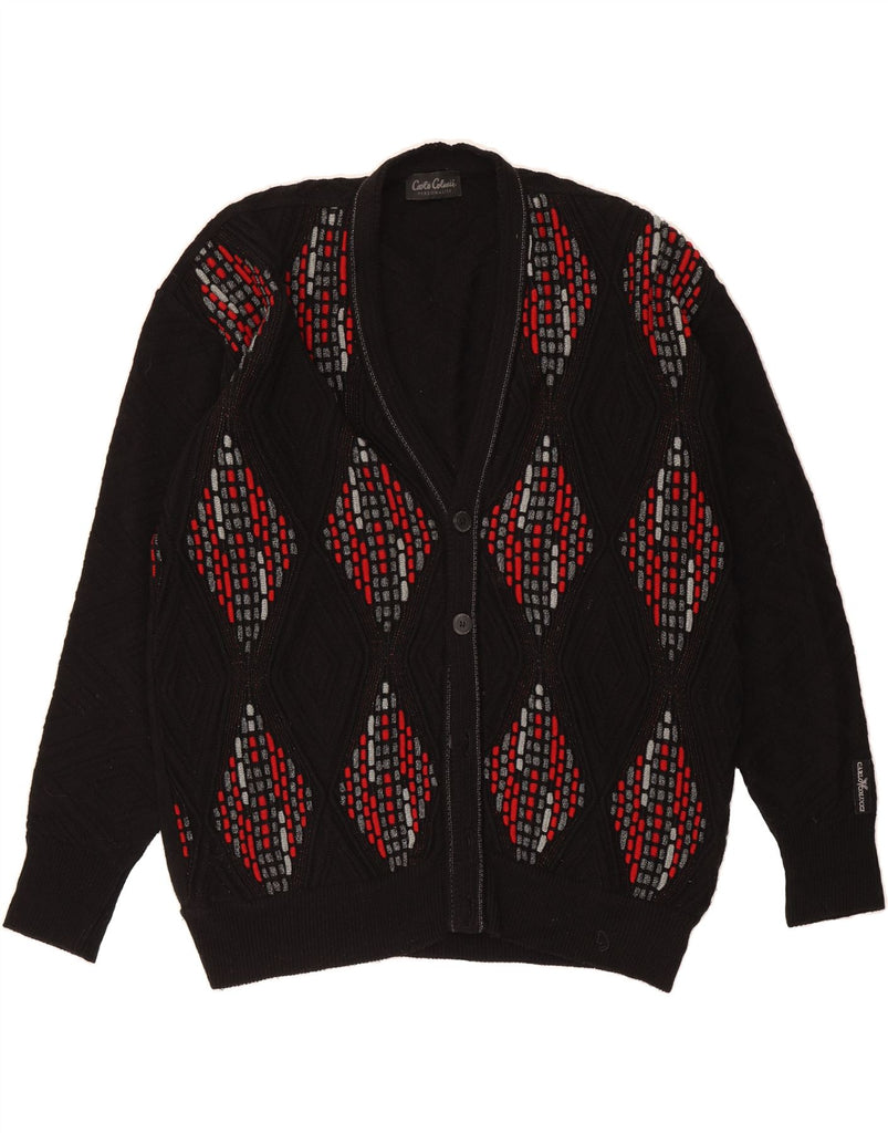 CARLO COLUCCI Mens Cardigan Sweater XL Black Argyle/Diamond Vintage Carlo Colucci and Second-Hand Carlo Colucci from Messina Hembry 
