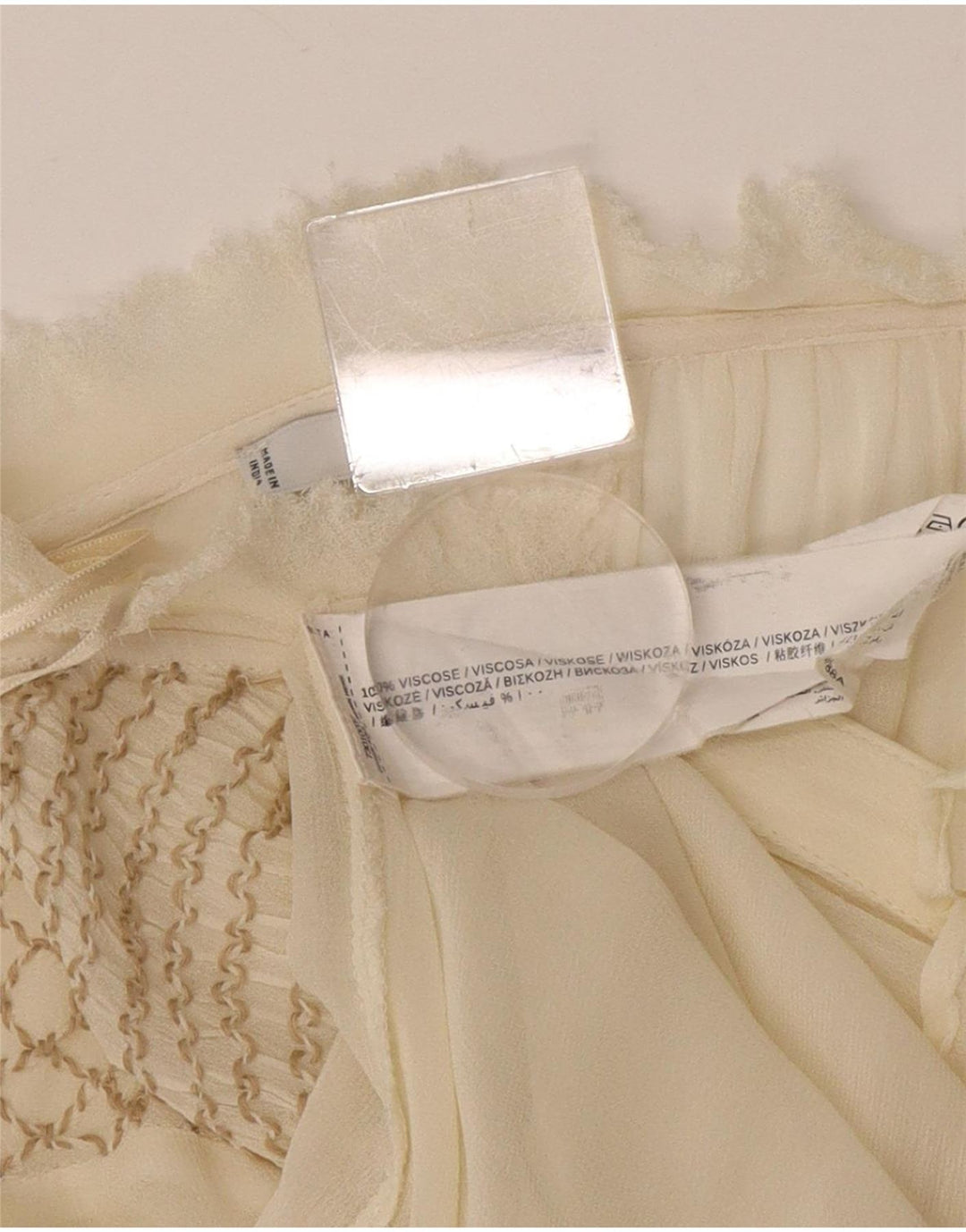 Mango Damen Durchsichtiges Blusenoberteil UK 12 Mittelweiße Viskose