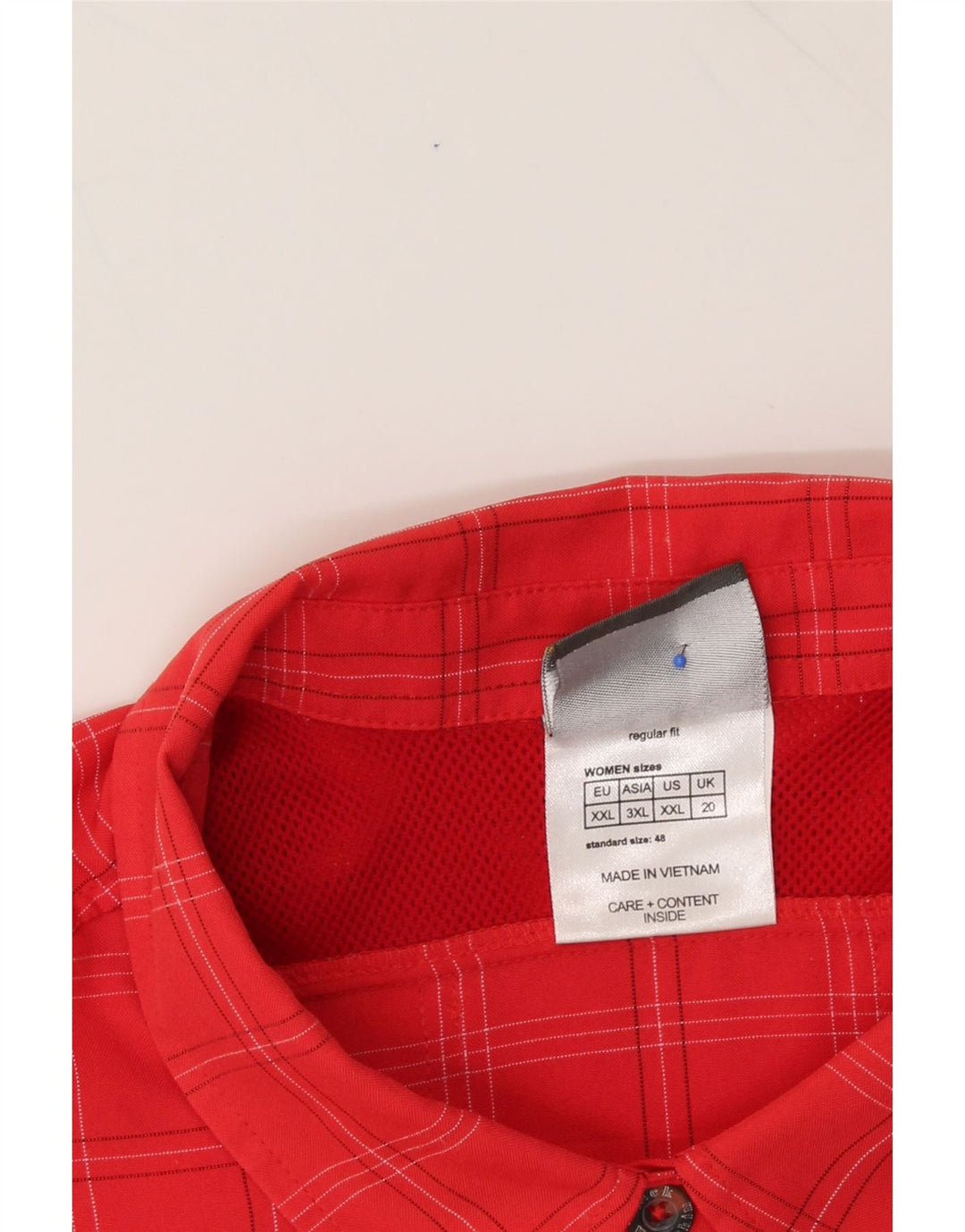JACK WOLFSKIN Womens Short Sleeve Shirt UK 20 2XL Red Check Polyester Vintage Jack Wolfskin and Second-Hand Jack Wolfskin from Messina Hembry 