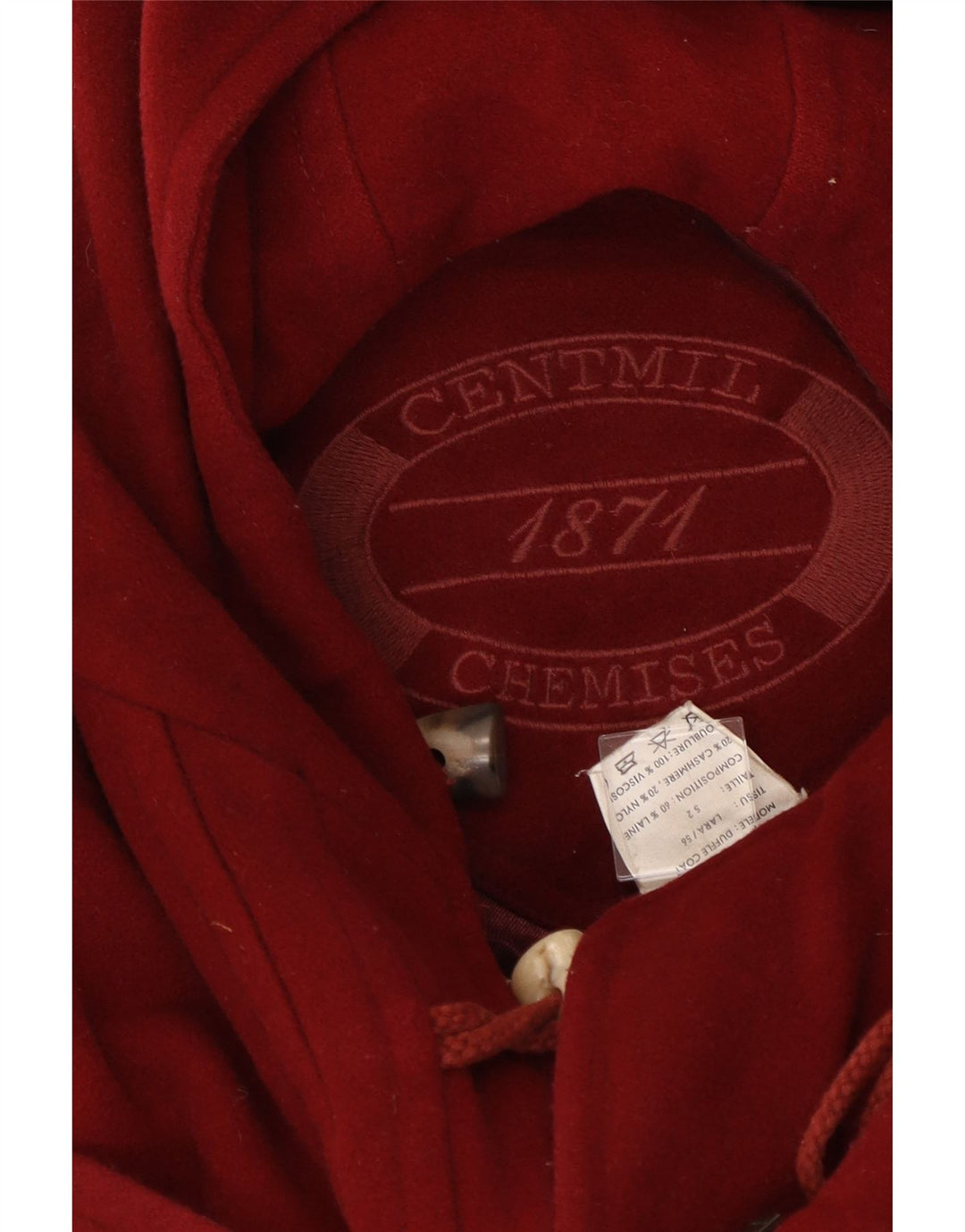 Vintage Damen Dufflecoat mit Kapuze IT 52 2XL Rote Wolle