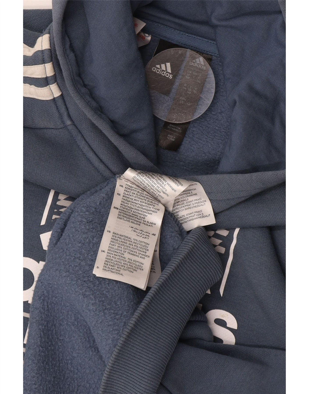 ADIDAS Kapuzenpullover mit Grafik für Jungen, 13–14 Jahre, blaue Baumwolle