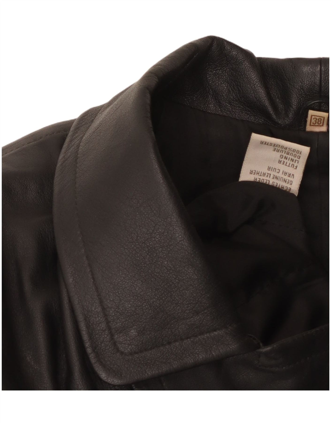 VINTAGE Damen Übergroßer Ledermantel EU 38 Mittelschwarzes Leder