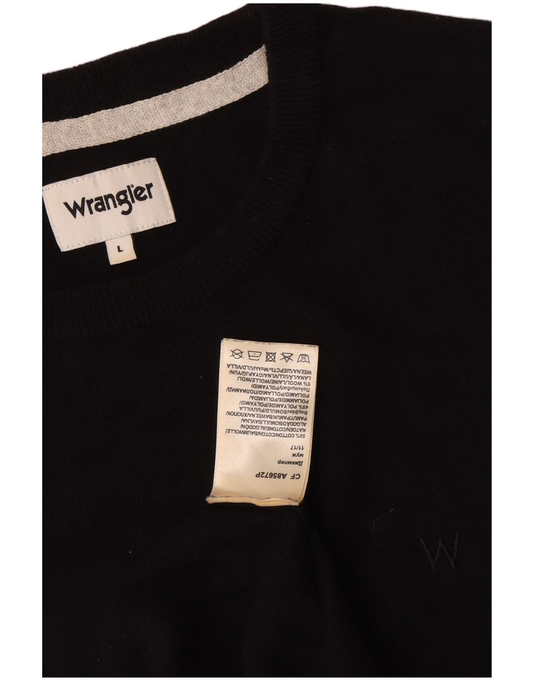 Wrangler Herren-Pullover mit Rundhalsausschnitt, groß, aus schwarzer Baumwolle
