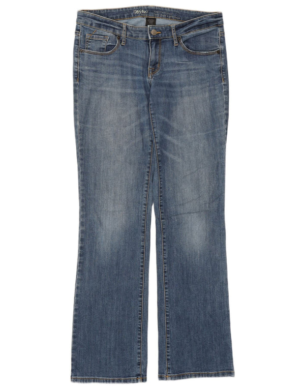 Mossimo Damen Bootcut-Jeans mit niedriger Taille, US 8, Mittel, W32, L32, blaue Baumwolle