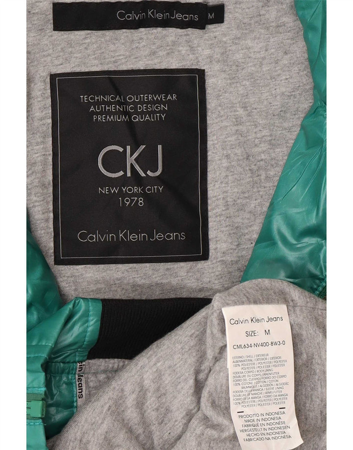 Calvin Klein Jeans Damen Bomberjacke mit grafischer Kapuze, UK 14, Mittelgrün