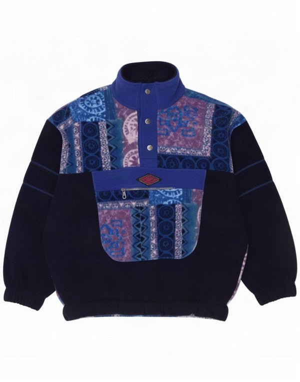 Santostefano Herren-Fleecepullover mit Reißverschluss, groß, Marineblau, Farbblock