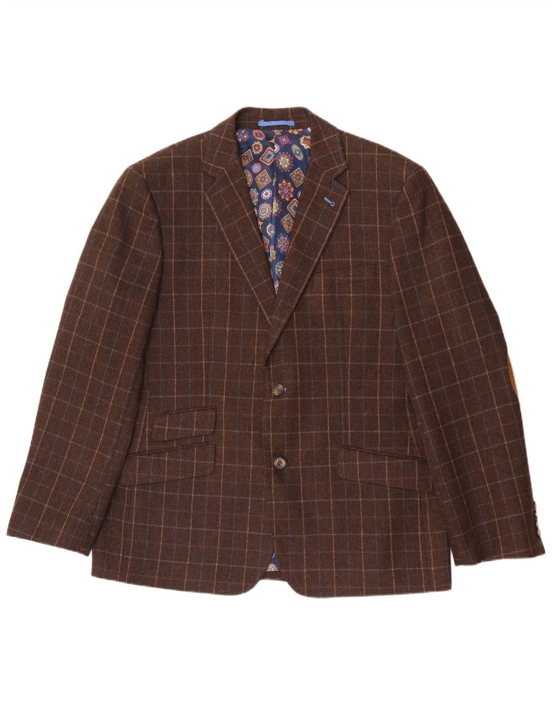 Harvey & Jones Herren-Blazer mit normaler Passform, UK 46 3XL, braun kariert