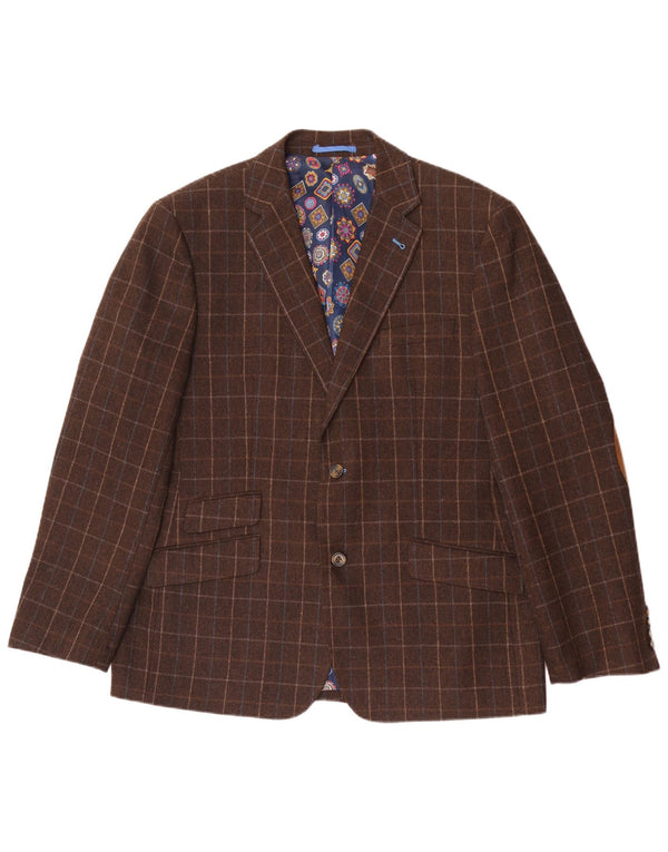 Harvey & Jones Herren-Blazer mit normaler Passform, UK 46 3XL, braun kariert