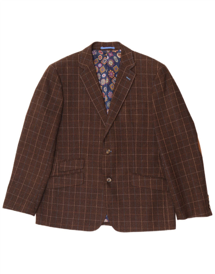 Harvey & Jones Herren-Blazer mit normaler Passform, UK 46 3XL, braun kariert