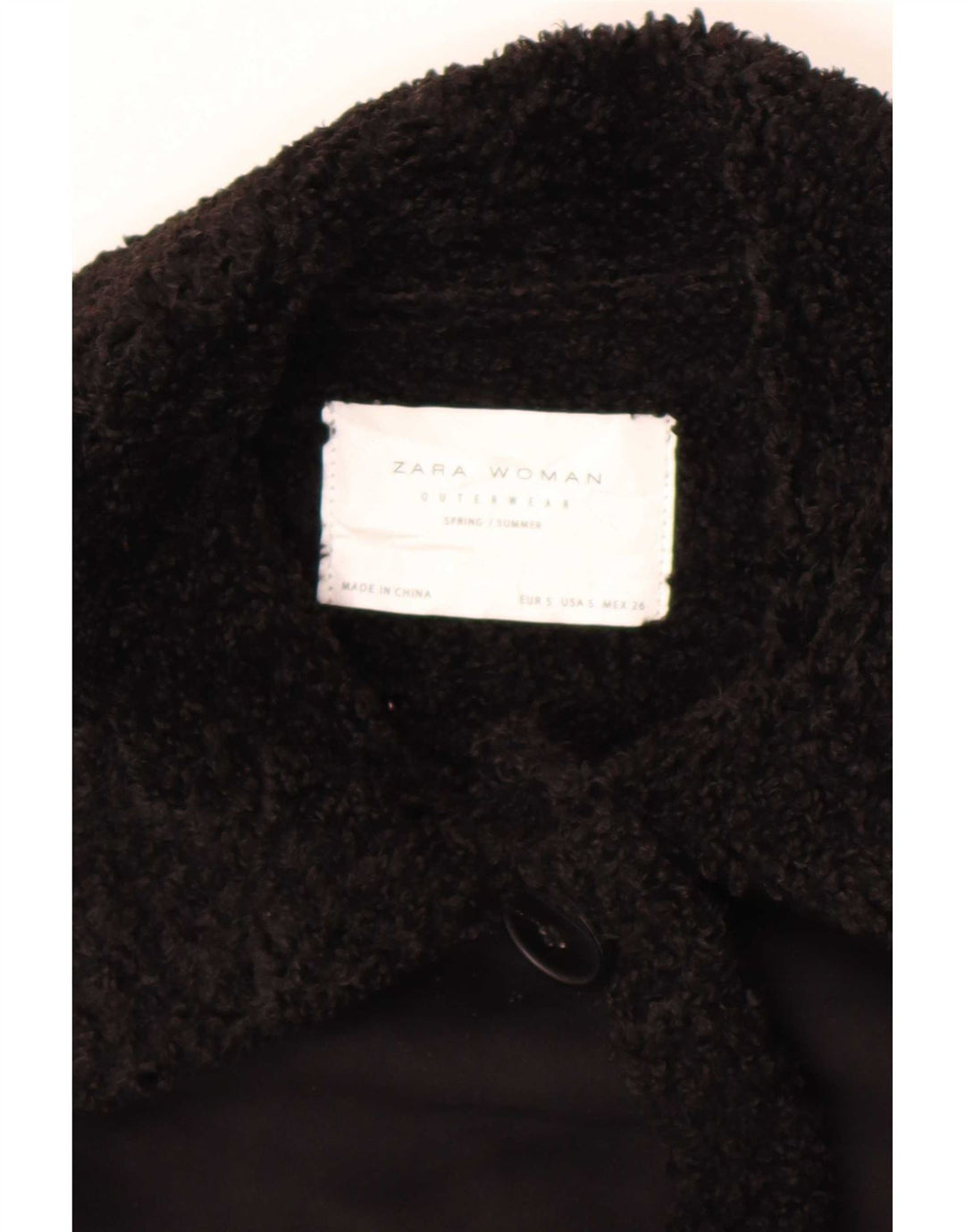 Zara Damen Sherpa Mantel UK 10 Small Schwarz