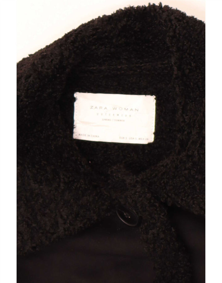 Zara Damen Sherpa Mantel UK 10 Small Schwarz