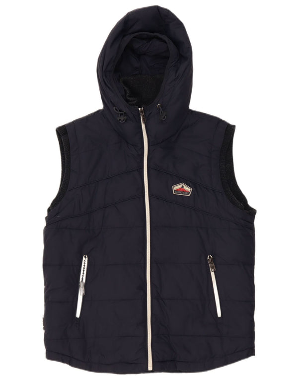 Superdry Herren-Kapuzenweste, gepolstert, UK 42, XL, Marineblau, Polyester