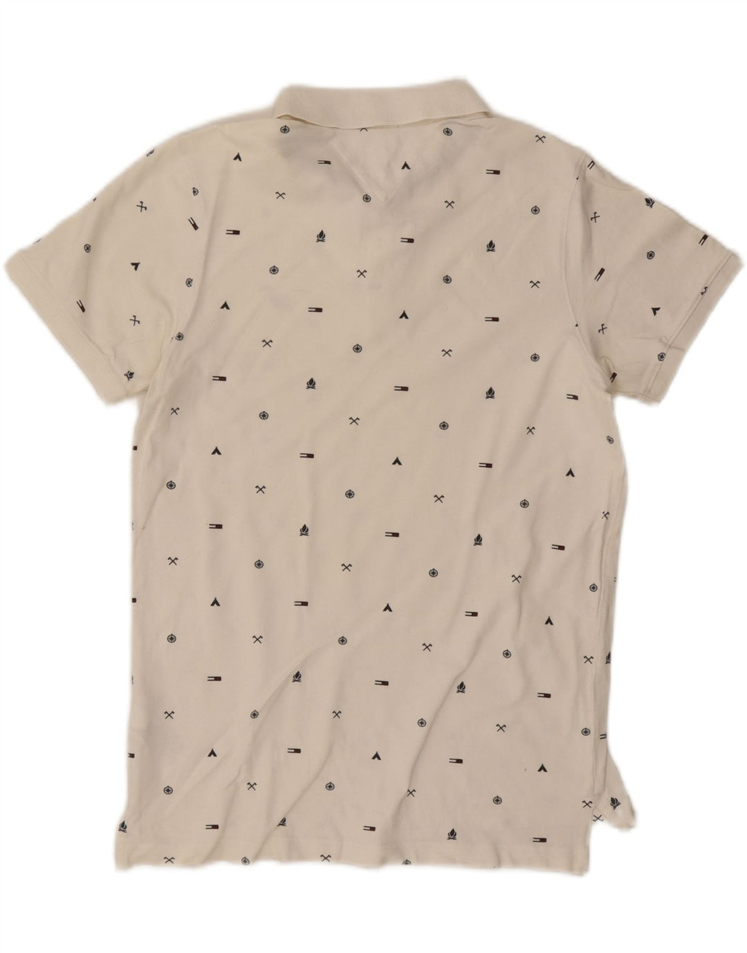 TOMMY HILFIGER Grafisches Slim-Fit-Poloshirt für Herren aus mittlerer, cremefarbener Baumwolle