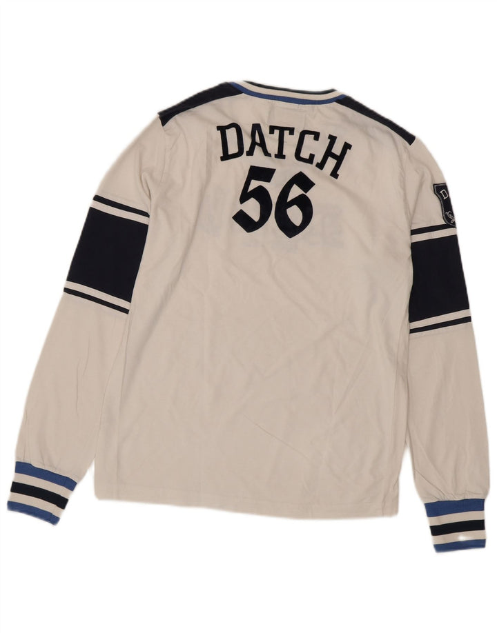 Datch Herren Muscle Graphic Top Langarm UK 12 Mittelweiß Farbblock