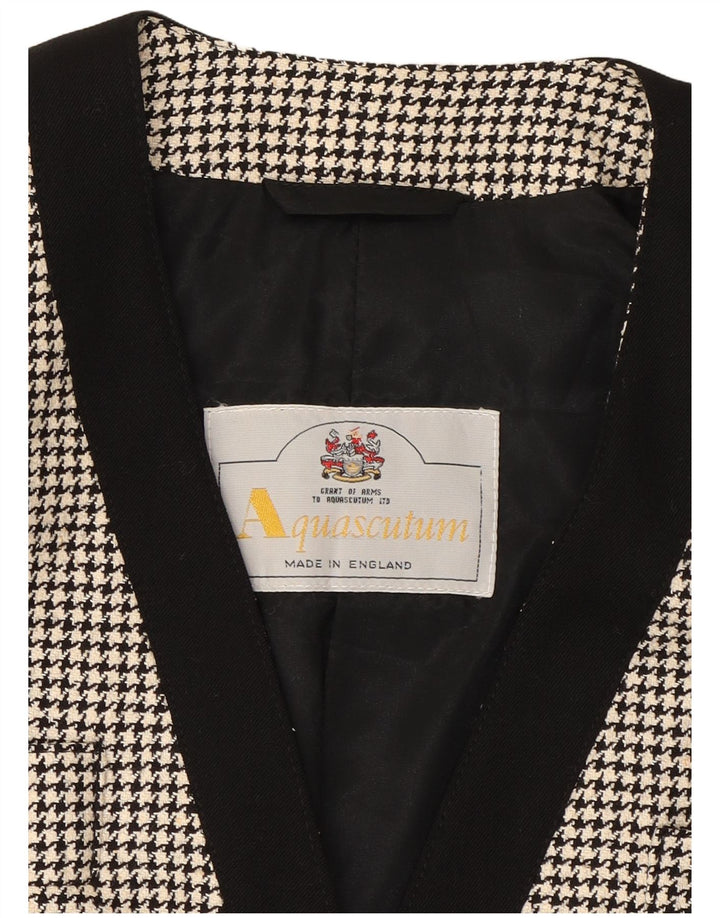 AQUASCUTUM Womens 4 Button Blazer Jacket UK 12 Medium Black Houndstooth