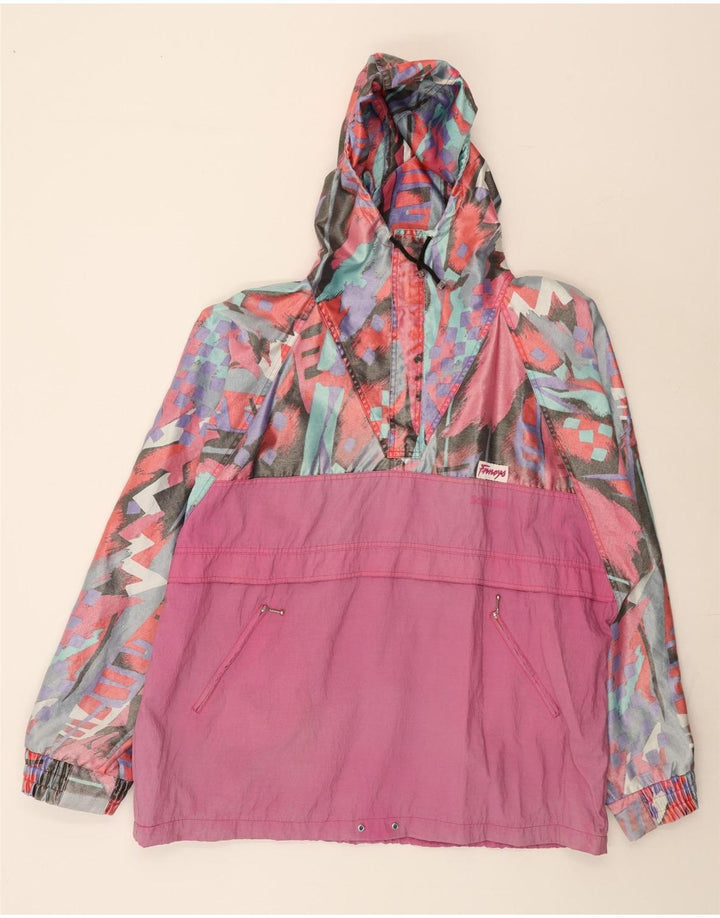 Vintage Damen Übergroße grafische Regenjacke UK 18 XL Mehrfarbig