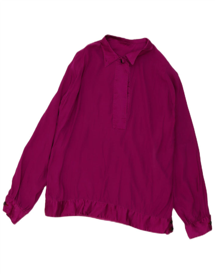 Vintage Damen LangarmBluse Top UK 18 XL Maroon