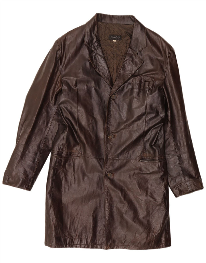 VINTAGE Herren Ledermantel IT 54 2XL Braunes Leder