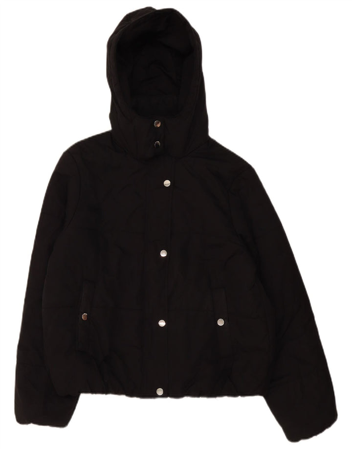 Marks & Spencer Wattierte Damenjacke mit Kapuze, UK 12, Mittelschwarz, Polyester