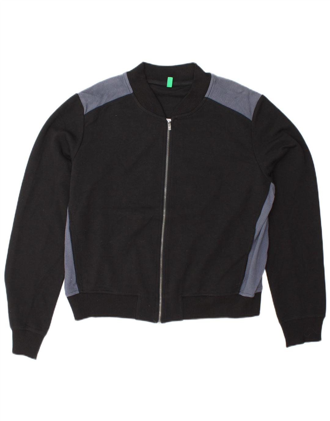 BENETTON Womens Crop Trainingsanzug Top Jacke UK 16 Large Schwarz Colourblock