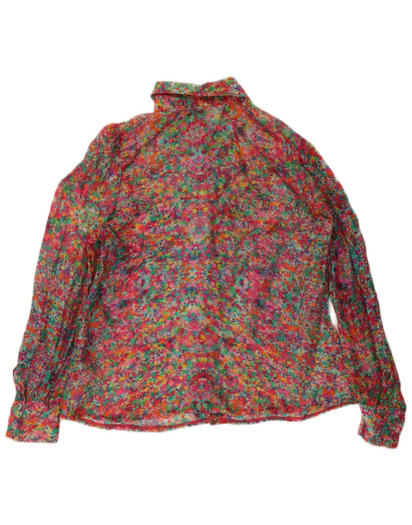 Vintage Damen Shirt UK 14 Medium Mehrfarbig geblümt