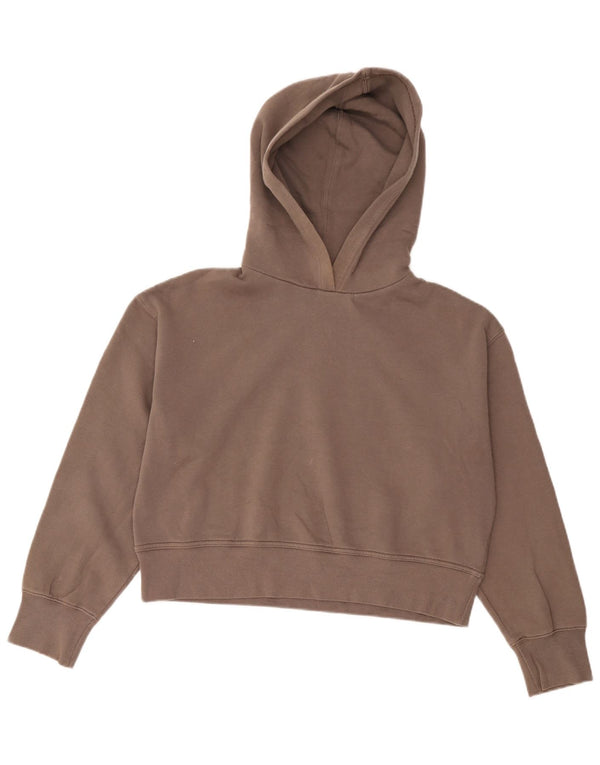 Zara Damen Crop Loose Fit Hoodie Pullover UK 14 Mittelbraun