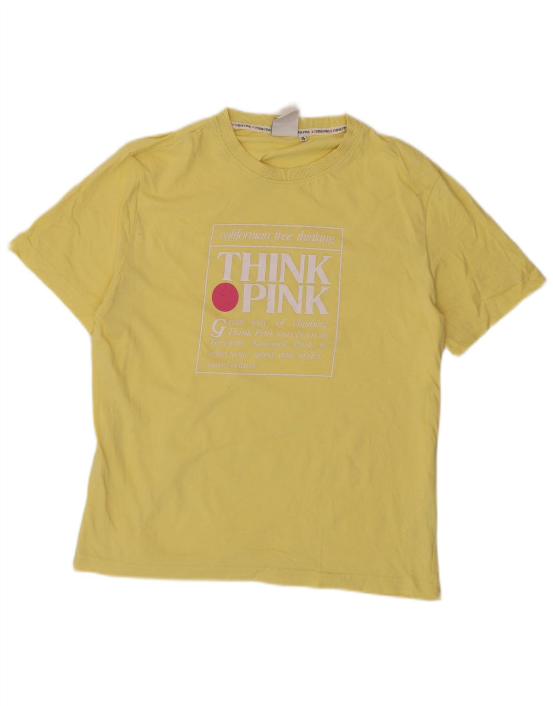 Think Pink Herren-T-Shirt mit Grafik, IT 48, mittelgelbe Baumwolle