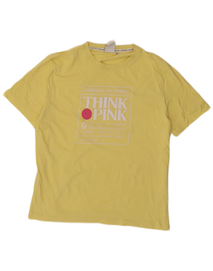 Think Pink Herren-T-Shirt mit Grafik, IT 48, mittelgelbe Baumwolle