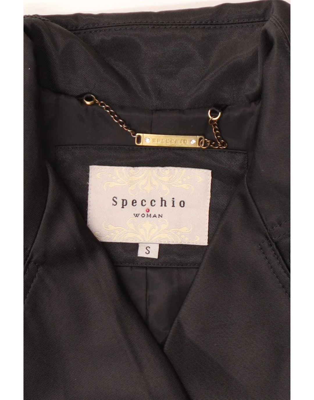 Specchio Damen Trenchcoat UK 10 Small Schwarz Polyester