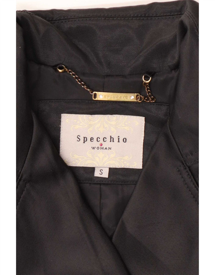 Specchio Damen Trenchcoat UK 10 Small Schwarz Polyester