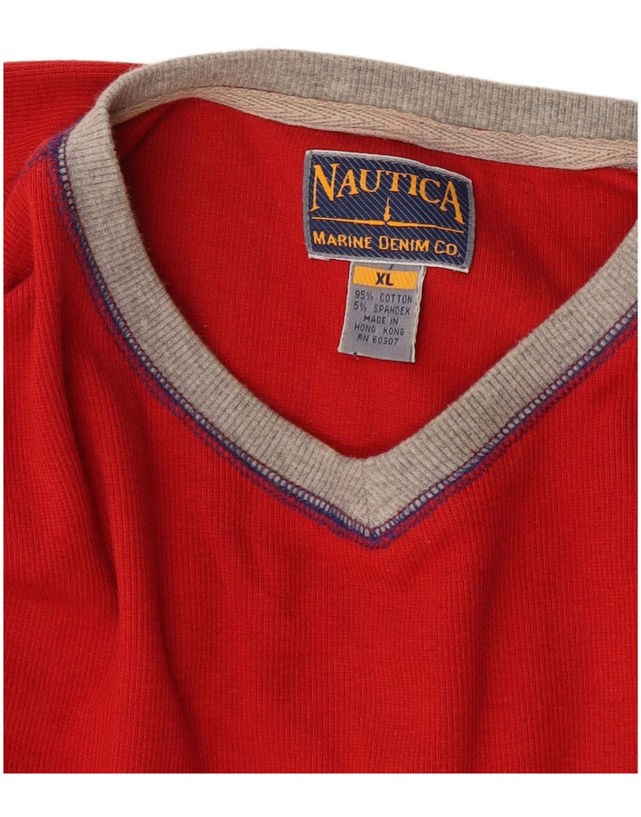 Nautica Herren-Top, langärmelig, XL, rote Baumwolle