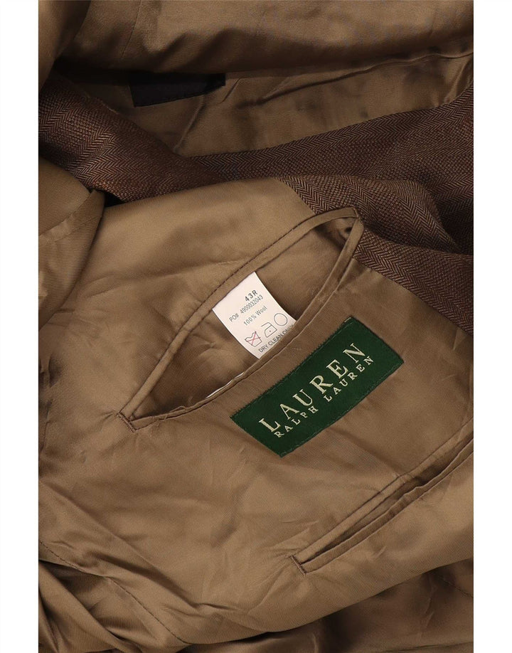 Ralph Lauren Herren-Blazer mit 2 Knöpfen, Gr. 43, Beige, Wolle mit Fischgrätenmuster