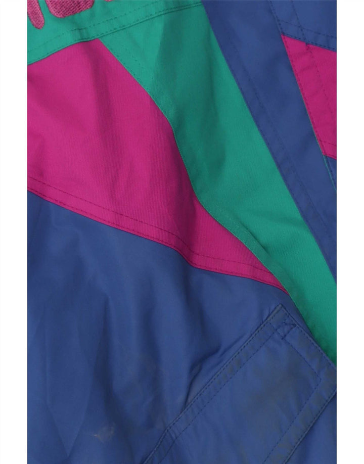 Fila Herren-Skijacke mit grafischer Kapuze, UK 40, mittelblaues Farbblock-Polyester