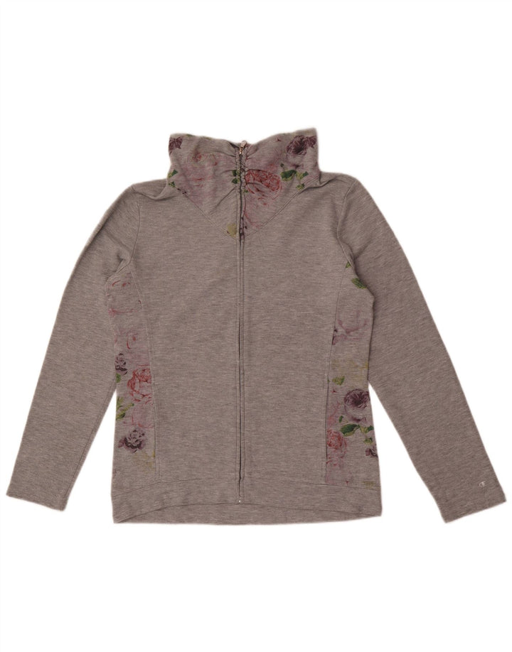 Champion Damen-Trainingsanzugoberteil, UK-Größe 14, mittelgraue, geblümte Baumwolle