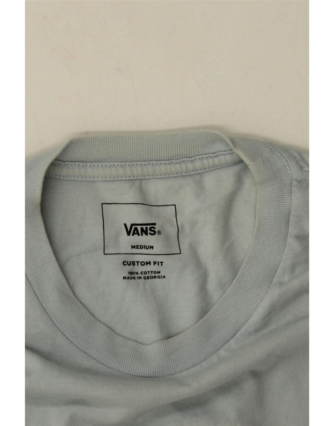 Vans Herren Custom Fit Grafik-T-Shirt-Oberteil aus mittelblauer Baumwolle
