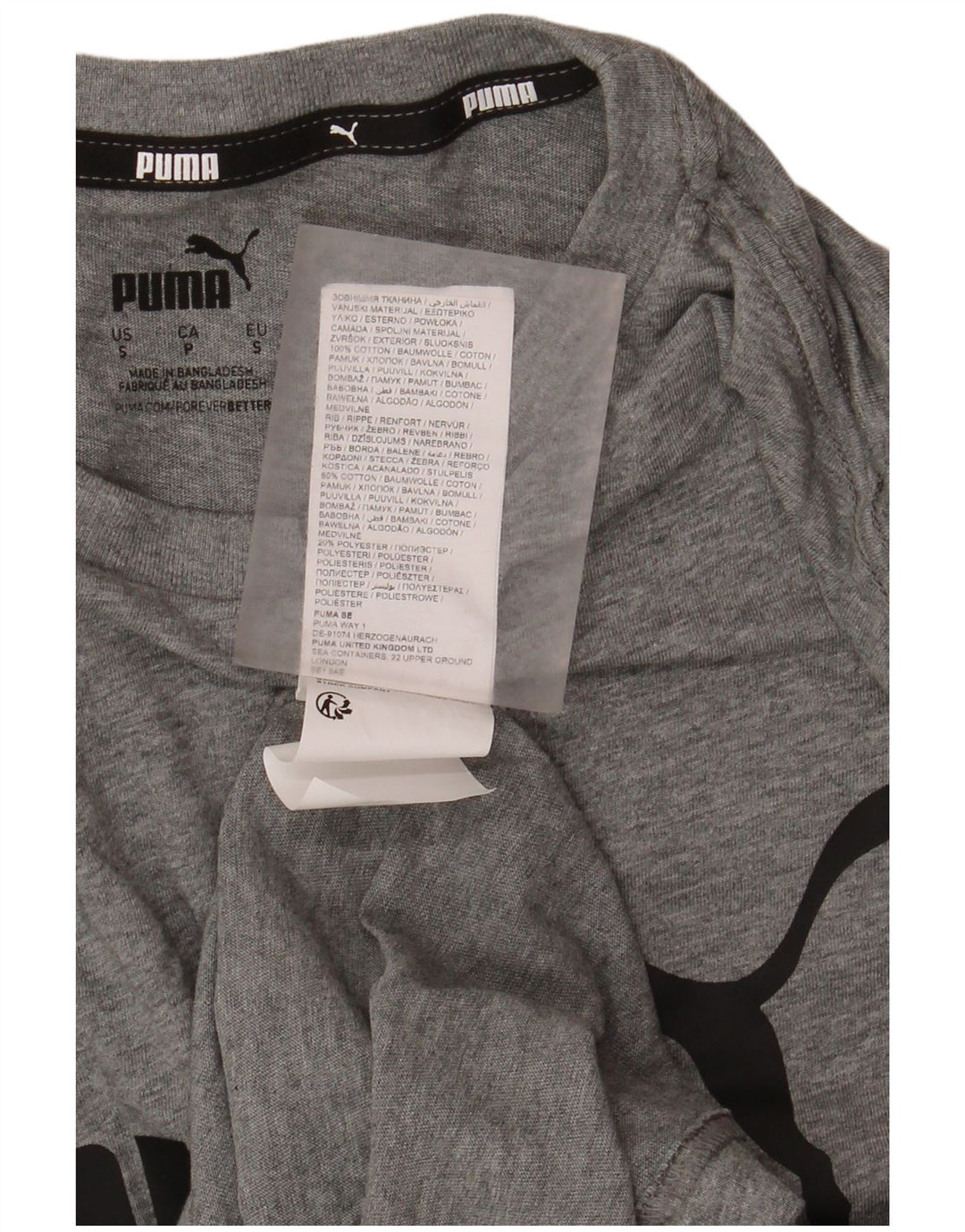 Puma Herren Grafik T-Shirt Top Small Grau Baumwolle