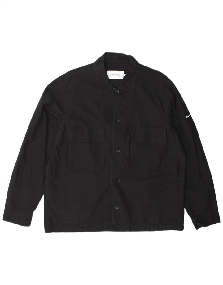 Calvin Klein Herrenhemd XL, schwarze Baumwolle