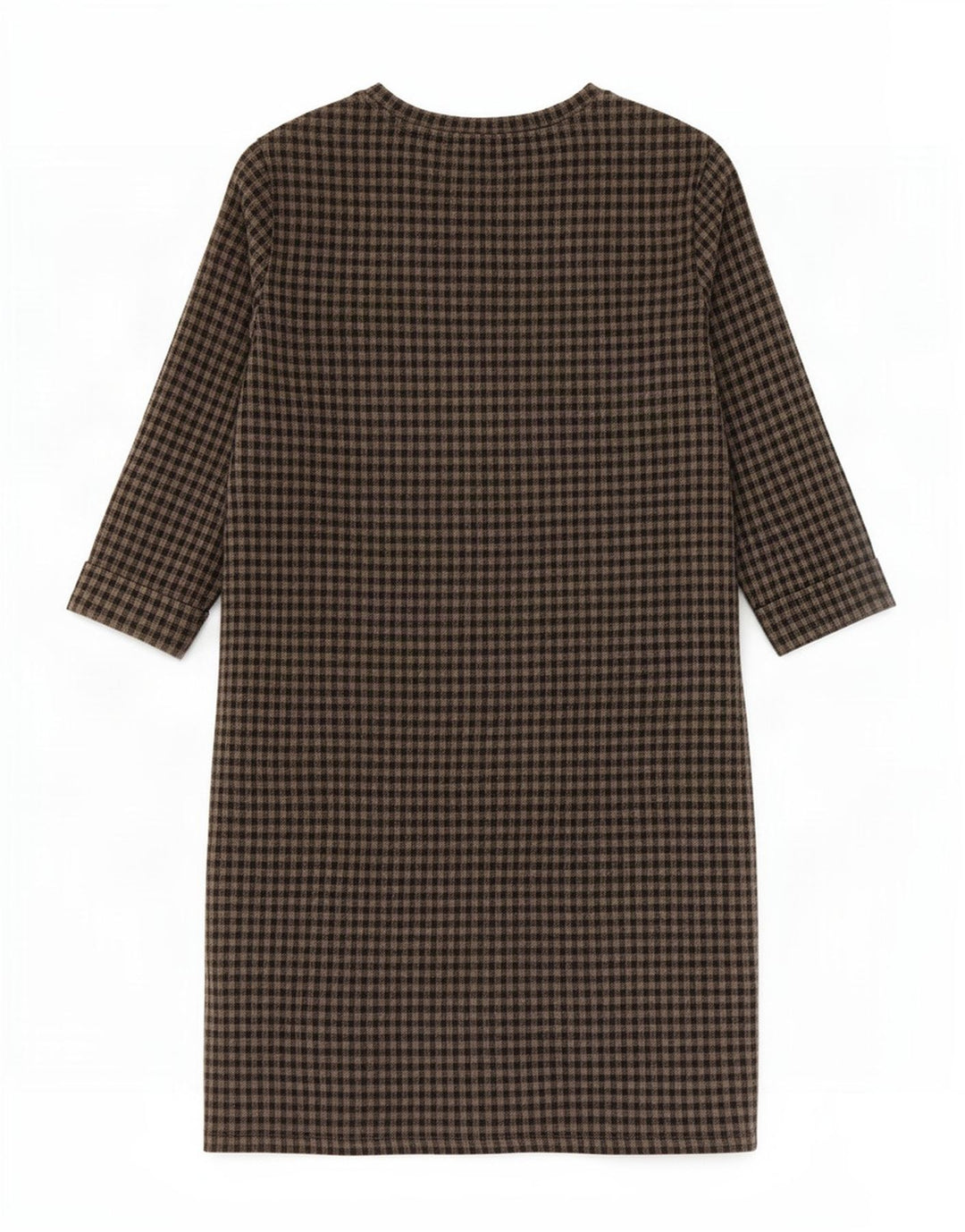 Marks & Spencer Womens 3/4 Sleeve Shift Dress UK 10 Small Grey Gingham