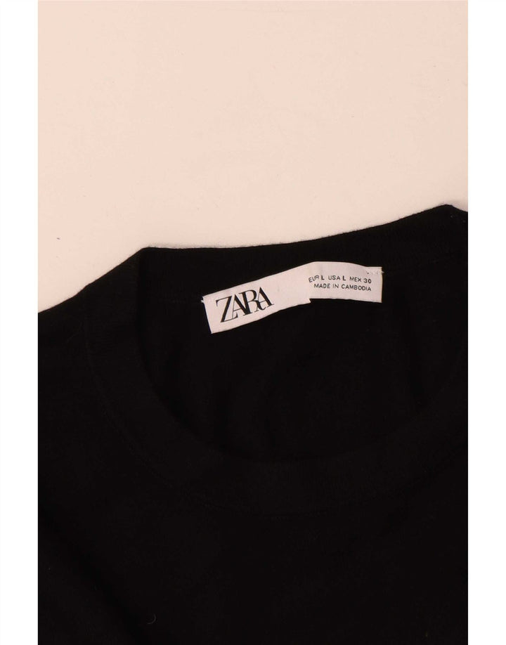 Zara Damen-Pullover mit Rundhalsausschnitt, Gr. 14, Schwarz