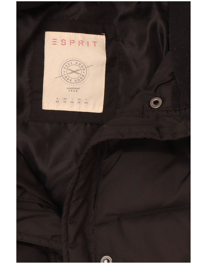 Esprit Damen Wattierter Mantel UK 16 Large Schwarz Polyester