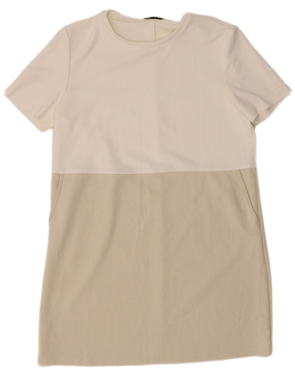 Zara Damen T-Shirt-Kleid UK 18 XL Weiß Colourblock