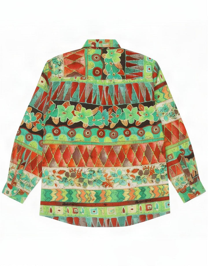 Vintage Herren Hawaiihemd Mittelgrün Geometrisch
