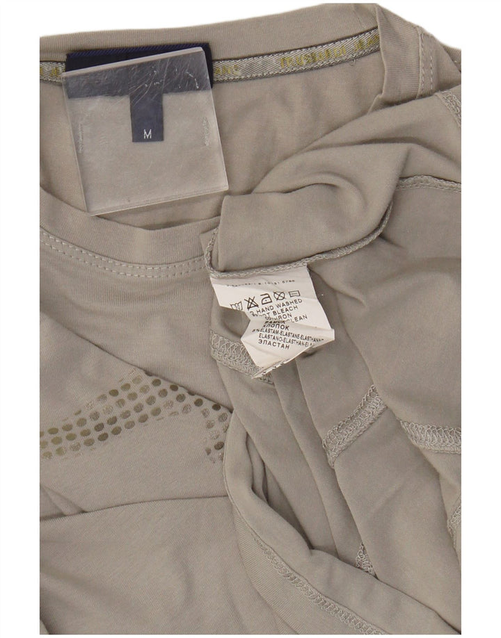 Trussardi Jeans Damen Graphic Top Langarm UK 14 Mittelgraue Baumwolle