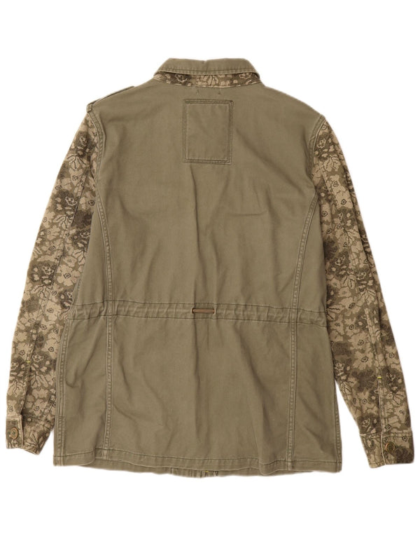 Tommy Hilfiger Damen Militärjacke UK 14 Large Khaki Floral Cotton