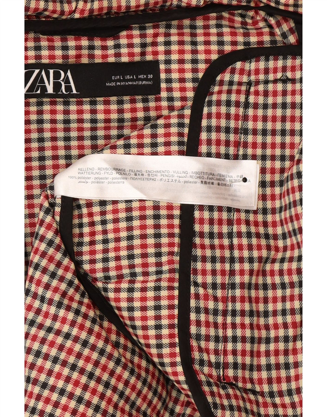 Zara Damen-Kapuzenjacke, wattiert, UK 16, Größe L, Schwarz, Polyester, Winter