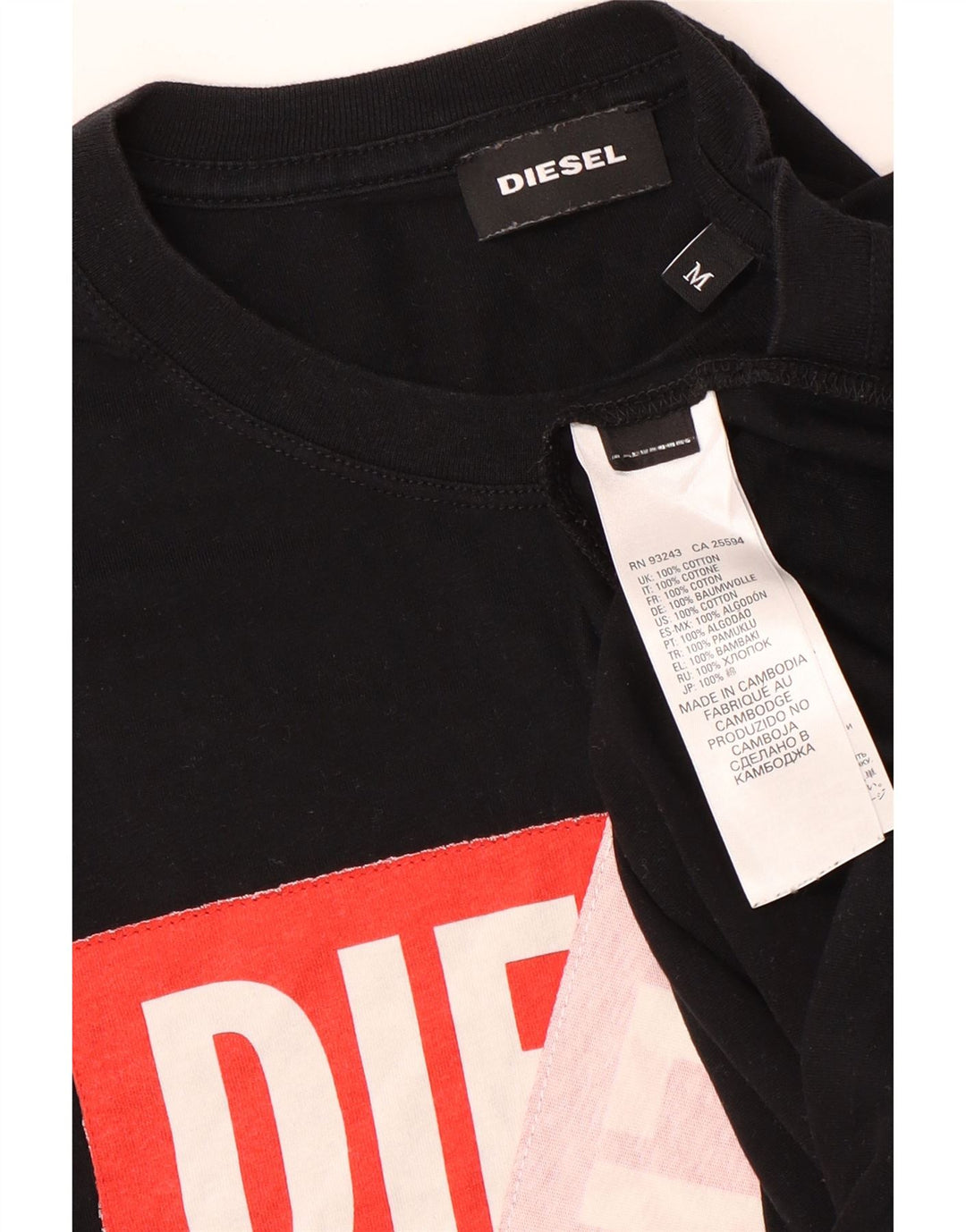 Diesel Herren-T-Shirt mit Grafik, mittelschwarze Baumwolle