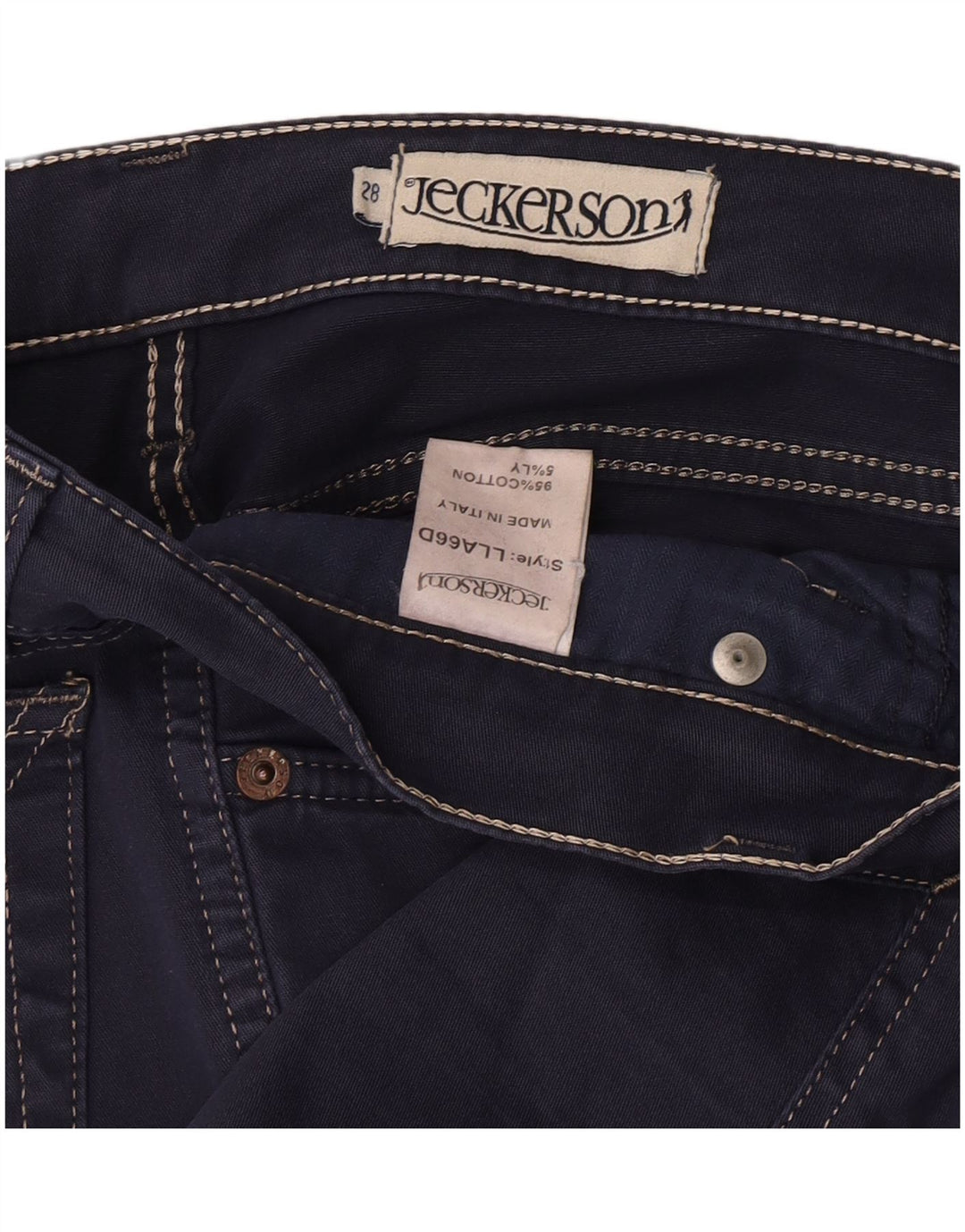 Jeckerson Damen Bootcut-Freizeithose W28 L33 Marineblaue Baumwolle