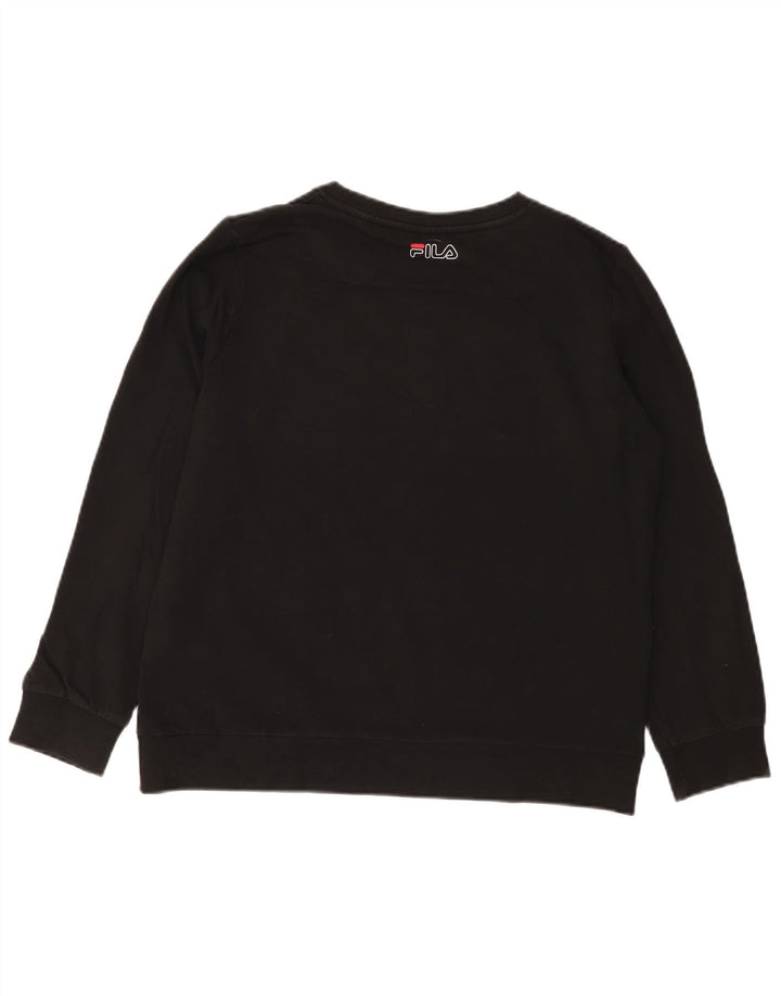 Fila Damen Grafik-Sweatshirt-Pullover UK 14 Medium Schwarz