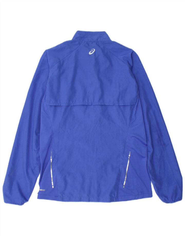 ASICS Damen-Trainingsanzug-Top-Jacke UK 12 Mittelblaues Polyester